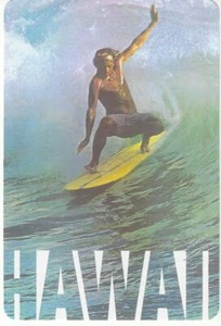 Hawaii Surfer Ocean Wave Pan Am Travel Poster Retro Postcard Hawaii 1975 New - Picture 1 of 2