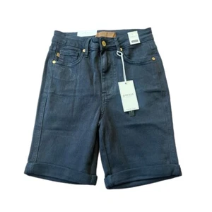 Judy Blue High Waist Tummy Control Garment Dyed Navy Blue Bermuda Shorts #150270 - Picture 1 of 1