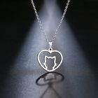 Cat Heart Stainless Steel Necklace Pendant Sliver Color