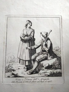 1814 RADIERUNG PINELLI MANN UND FRAU VON AFRAGOLA KÖNIGREICH NEAPEL LAND DER ARBEIT - Bild 1 von 4