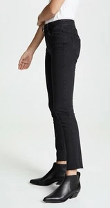 Pantalones de mezclilla Paige para mujer talla 25 negros overdye Hoxton tobillo corto dobladillo crudo 0 - Imagen 1 de 17