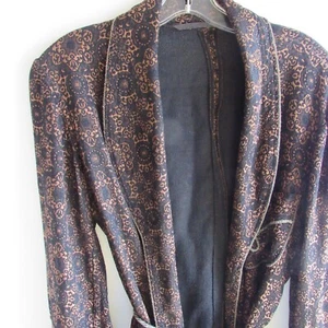 Vintage Jacquard Smoking Sakko Morgenmantel Loungeware Bademantel 20er - 40er Jahre schwarz braun - Bild 1 von 14