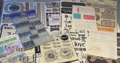 lot of 19 new packages scrapbook stickers embellishment inspiration word phrase - Image 1 of 4