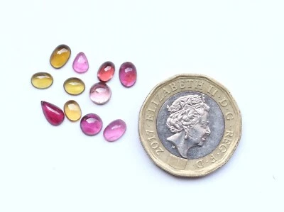 Tourmaline Gemstone Natural Multi Tourmaline Smooth Polished Loose Cabochon Lot - Image 1 of 4