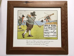 Charles Crombie Rules of Golf, RULE XXIII, Vintage 1989 gerahmter Druck 15" x 13" - Bild 1 von 9