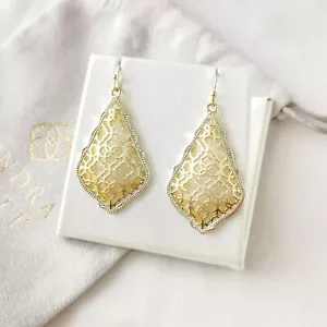 Kendra Scott Addie Gold Filigree Mix Drop Earrings Authentic New - Picture 1 of 3