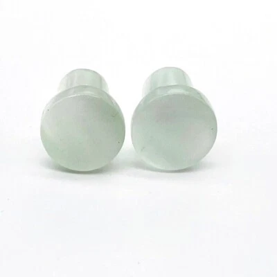Par de tapones perforadores de oreja de un solo acampanado artesanal de piedra ojo de gato blanco tamaño 8 g-25 mm Foto 1 de 4