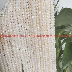Small 4-5mm Natural White Freshwater Baroque Pearl Loose Beads 15" Strand - Picture 1 of 12