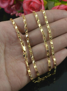 Wholesale Women 18k Gold Figaro Curb Link Flat Chain Necklace Jewelry 16''-30''