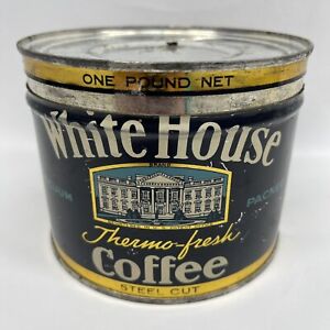 Vintage White House Coffee Can 1 lb Portsmouth VA Boston Key Wind Chicago