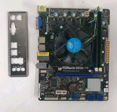 ASRock H61M-VS LGA1150 Motherboard With Core i5 2400 CPU & 8GB DDR3 Ram inc VAT - Image 1 of 4