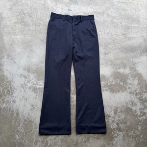 VTG 70’s Navy Blue Flared Boot Cut Double Knit Textured Slacks Dress Pants 31x31 - Picture 1 of 11
