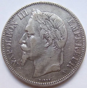 Münze Empire Francais 5 Francs 1870 A Empereur Napoleon III in Sehr schön - Picture 1 of 2