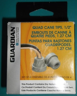 JUEGO DE 4 PUNTAS DE CAÑA CUÁDRUPLE GUARDIAN 1/2 PULGADA NUEVO PAQUETE COLOR GRIS 1,27 CM GOMA Foto 1 de 4