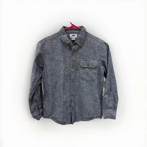 Old Navy Boys Long Sleeve Dot Print Chambray Button Down Shirt Size Medium - Picture 1 of 15