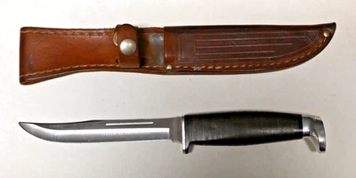 Vintage Case XX 316-5 SS Fixed Blade Knife w/ Stacked Leather Handle & Sheath - Image 1 of 4