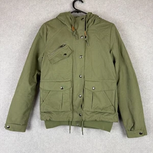 Volcom Jacket Womens 6 Military Green Water Resistant Canvas Sherpa Lined Warm - Picture 1 of 10