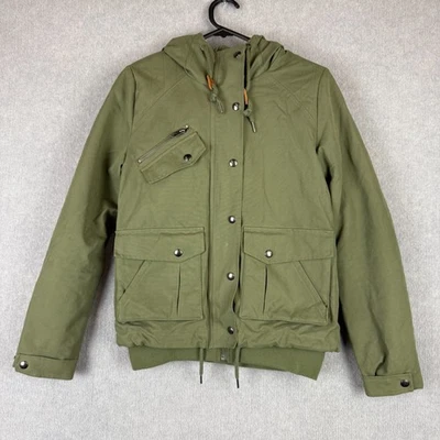 Volcom Jacket Womens 6 Military Green Water Resistant Canvas Sherpa Lined Warm - Image 1 of 4