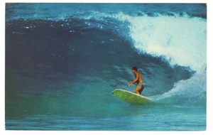 Chrom Postkarte Waimea Bay Oahu Hawaii Surfer Schießen Curl North Shore Break - Bild 1 von 2