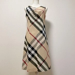 Burberry London Dress Nova Check Beige Size 40 WOMEN COTTON polyester FROM JAPAN - Picture 1 of 24