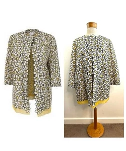 Valentino Red Size 46 IT AU 12 US 10 M White Yellow Floral Silk Organza Jacket - Photo 1/24