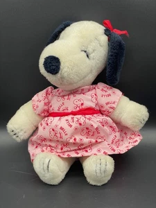 Vintage Belle Plush Toy Peanuts Snoopy's Sister in Pink Dress Stuffed Animal 9" - Picture 1 of 12