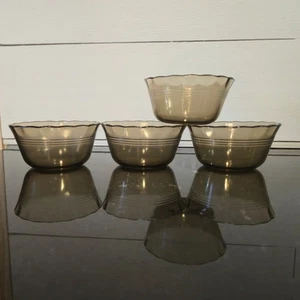 Vintage Amber Smokey Pyrex Custard cup Set of 4 Corning Fireside glass bowls 463 - Picture 1 of 9