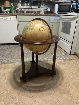 Antigo Replogle Herança 16" Cadeira de Chão Iluminada Globo Lateral Suporte de Madeira Neoclássica - Imagem 1 de 4