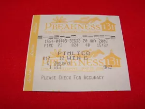 RARE 2006 BARBARO PREAKNESS STAKES $2 WIN TICKET PREVIOUSLY WON KENTUCKY DERBY - Picture 1 of 1