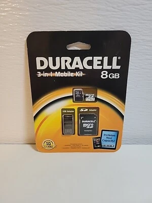 Duracell MicroSD Universal Pack 8GB MicroCard + USB + SD Adapter New Sealed - Image 1 of 2
