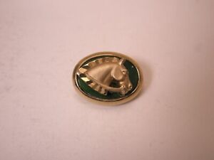 Diamond Cut Horse Head Green & Gold Tone Vintage SWANK Tie Tack Lapel Pin animal