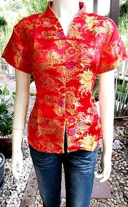 Blusa/blazer/top camisa blusa escote en V Asia Miss China-geisha-Qipao talla 44 - Imagen 1 de 6