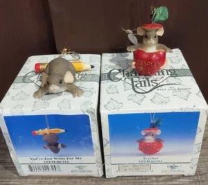 Charming Tails Insegnante Regalo di Natale Ornamenti Set di 2 - Foto 1 di 6