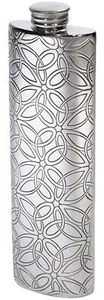 3 Unzen Zinn Tasche Geldbörse Flachmann geprägtes Design Triquetra Muster polierte Schraube - Bild 1 von 3