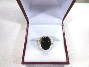 Men's Created Black Onyx Inlay Solid Sterling Silver Dome Ring-Size (10 1/4) - Picture 1 of 12