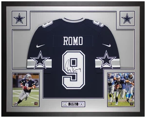 Tony Romo Autographed and Framed Blue Dallas Jersey Auto JSA Cert - Picture 1 of 5