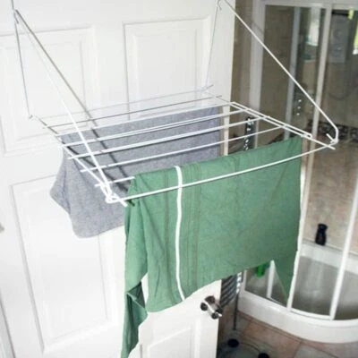 Towel Rail Airer Dryer Clothes Laundry Rack Over The Door Folding Caravan - Image 1 of 2