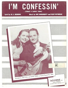 LES PAUL & MARY FORD Sheet Music I'M CONFESSIN' THAT I LOVE YOU 1937 - Picture 1 of 5