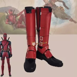 Anime Deadpool Wade Wilson Cosplay Red Long Boot Shoes Halloween Party Props - Picture 1 of 5