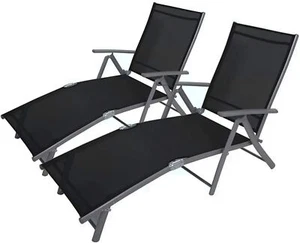 Tumbona reclinable 2 piezas silla de jardín exterior cama reclinable reposacabezas ajustable - Imagen 1 de 23