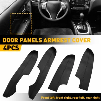 Black 2PCS Leather Front Door Panels Armrest Cover For Nissan Rogue US 2014-2020 Foto 1 de 4