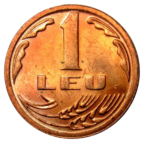 Romania 1 Leu coin 1992 KM#113 in red AU-UNC Cover