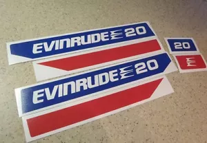 Evinrude Outboard Motor Vintage Decal Kit 20 HP FREE SHIP + FREE Fish Decal! - Picture 1 of 1