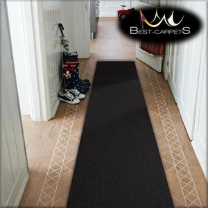 CHEAP RUNNER HALLWAY MODERN black CORRIDOR width 50-100cm RUGS Feltback Carpets - Picture 1 of 5