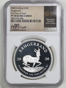 South Africa 2020 1oz Silver Krugerrand PF70UCAM NGC 5825794-086 Tsehlo Signed - Picture 1 of 2