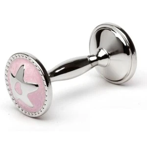 Whitehill - Silver Plated Dumbell Rattel Pink Star 10.5cm - Picture 1 of 1