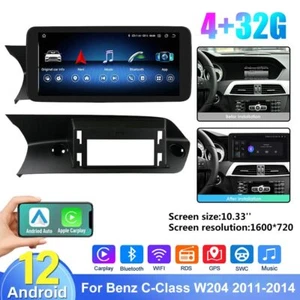 10.25" Car GPS Stereo Radio Carplay 4+32G For Mercedes Benz C Class W204 11-14 - Picture 1 of 21