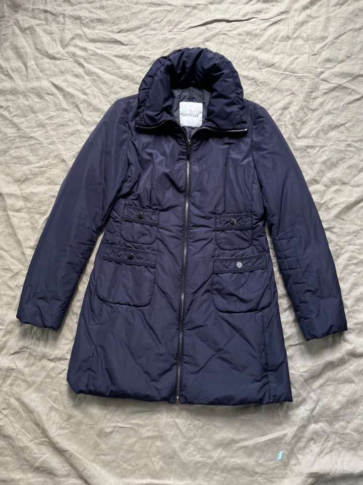Moncler Beynac Women's Down Navy Blue Long Jacket Size 2 / M - Image 1 of 4