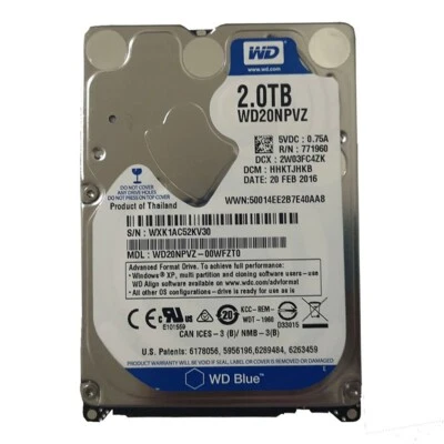 Western Digital Blue 2TB WD20NPVZ 5400RPM 8MB SATA3 2.5" Laptop Hard Drive 15mm - Image 1 of 4