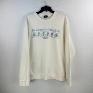 H&M Sweatshirt Mens XL White Blue Cycling Club Crew Neck Long Sleeve Relaxed Fit - Picture 1 of 7